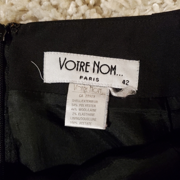 VOTRE NOM | Vintage Black Pencil Wool Blend Mini Skirt (Size 8 / 10) - Picture 4 of 8